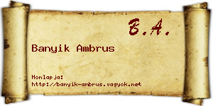 Banyik Ambrus névjegykártya